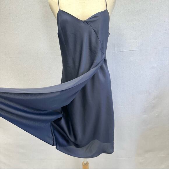 Banana Republic Navy Blue Cascade Slip Dress Size 8 Knee Length - Picture 2 of 14
